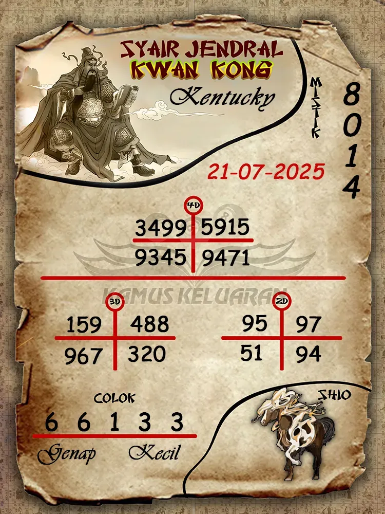 syair jendral kwan kong Kentucky 21 07 2025