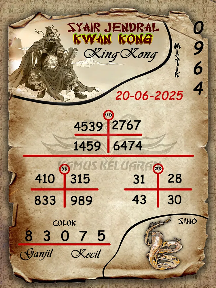 syair jendral kwan kong kingkong 20 06 2025