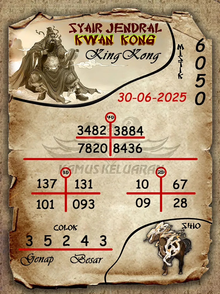 syair jendral kwan kong KingKong 30 06 2025