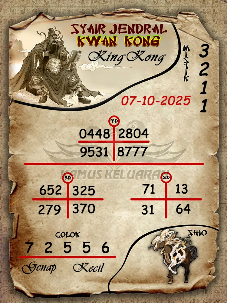 Syair jendral kwan kong KingKong 07 10 2025