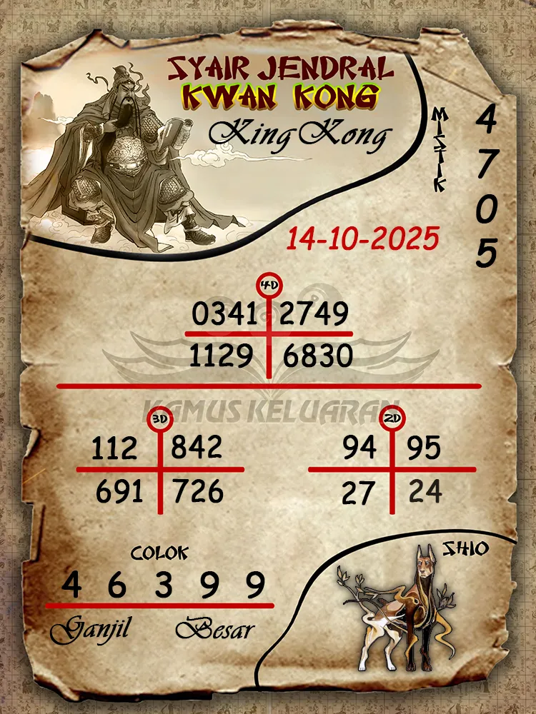 Syair Jendral Kwan Kong KingKong 14 10 2025