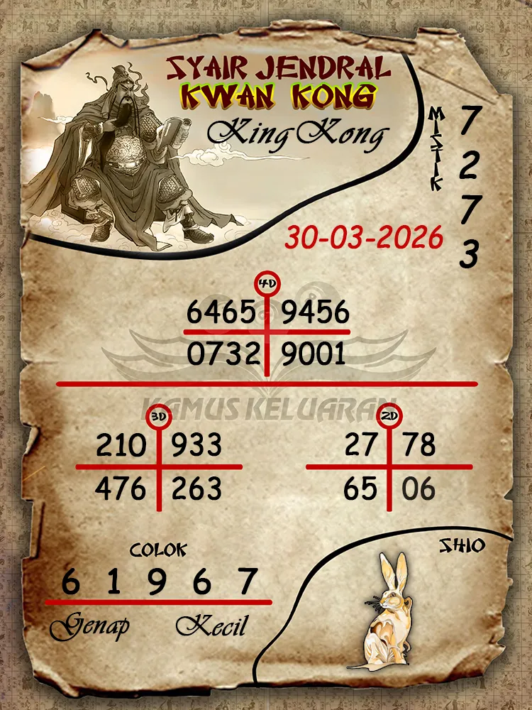 Syair Jendral Kwan Kong KingKong 30 03 2026