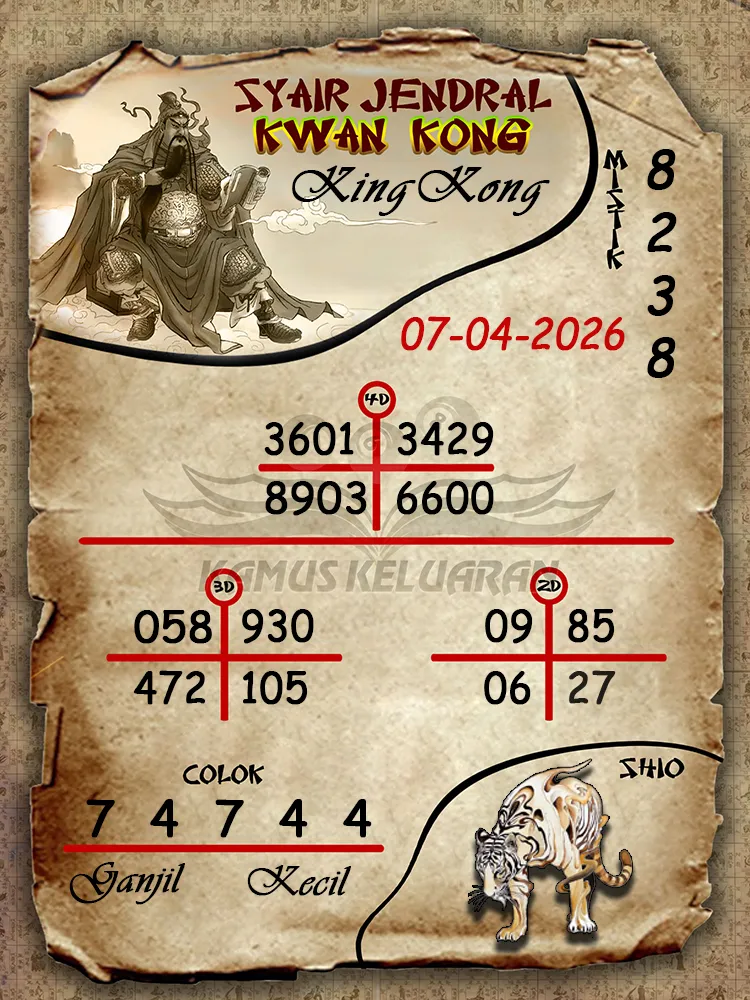 Syair Jendral Kwan Kong KingKong 07 04 2026
