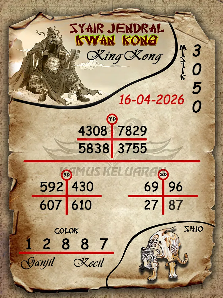 Syair Jendral Kwan Kong KingKong 16 04 2026