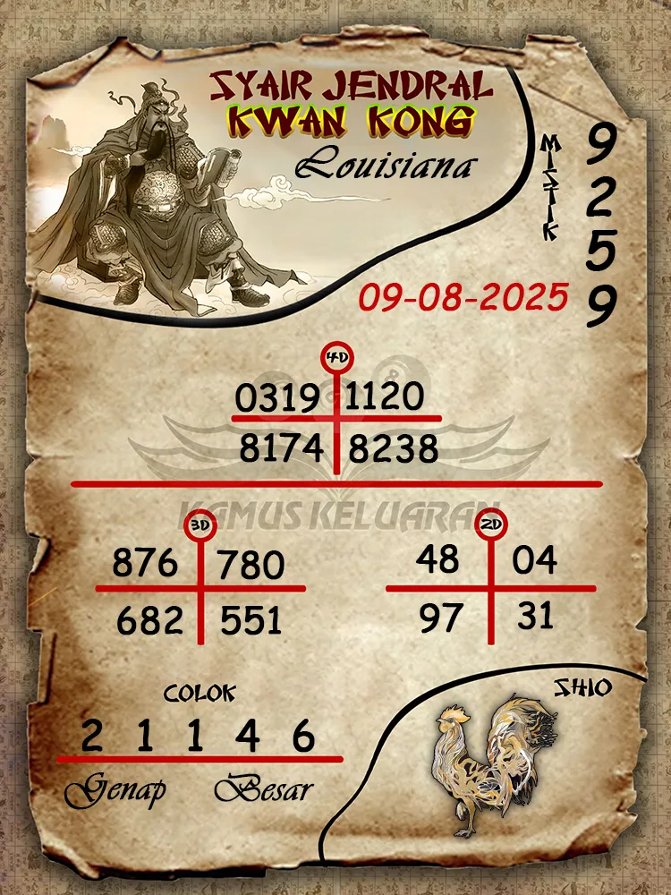 syair jendral kwan Louisiana 09 08 2025