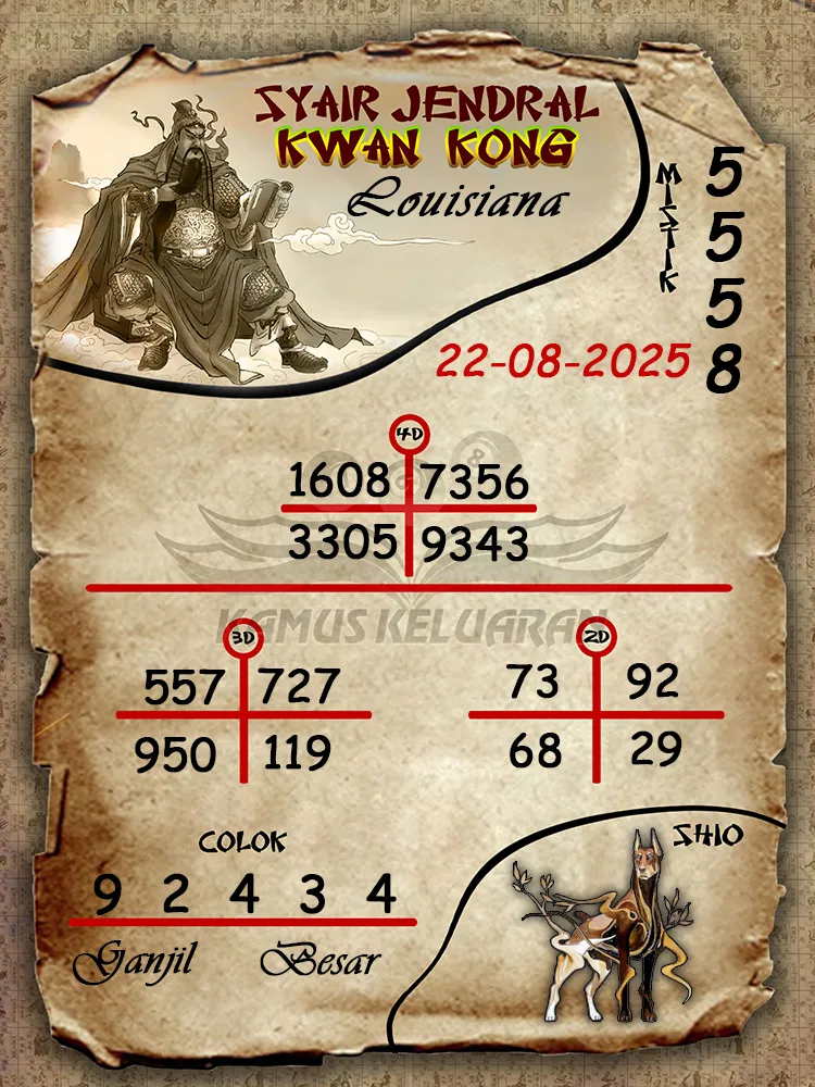 syair jendral kwan kong Louisiana 22 08 2025