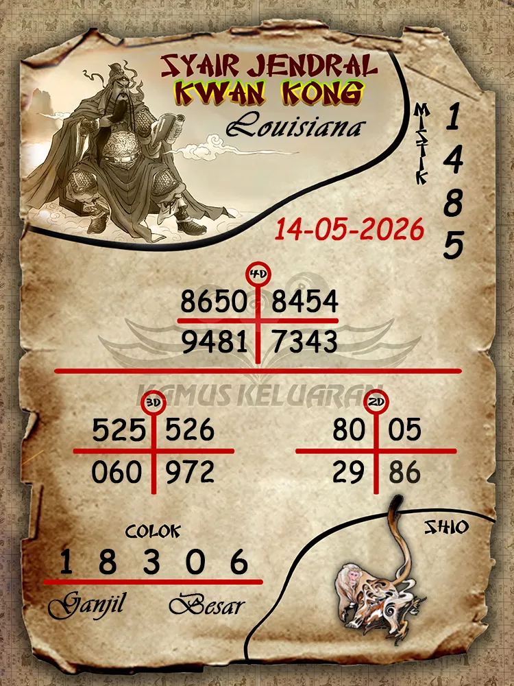 Syair Jendral Kwan Kong Louisiana 14 05 2026