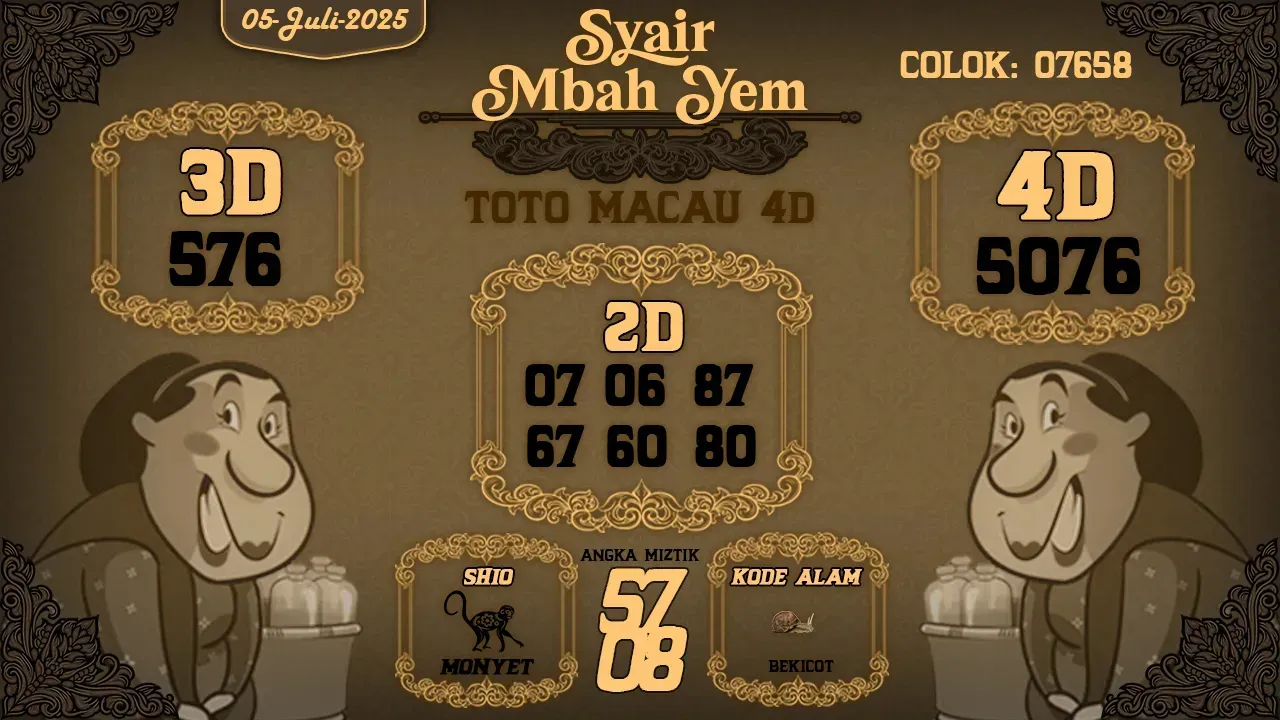syair Mbah Yem Toto Macau 4D 05 07 2025