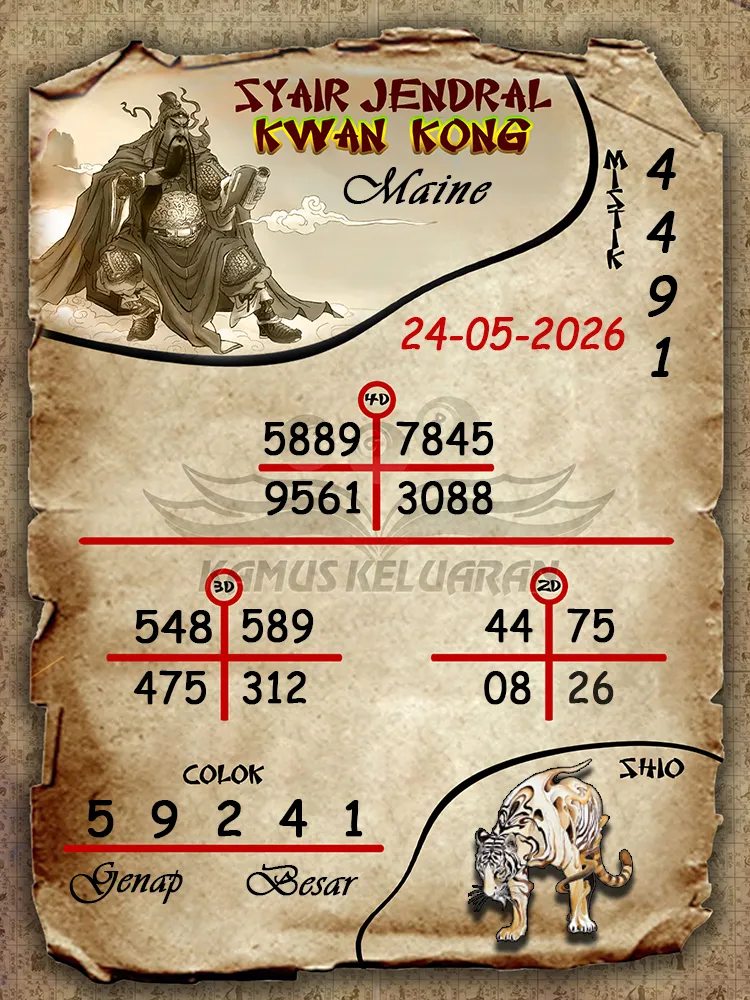 Syair Jendral Kwan Kong Maine 24 05 2026