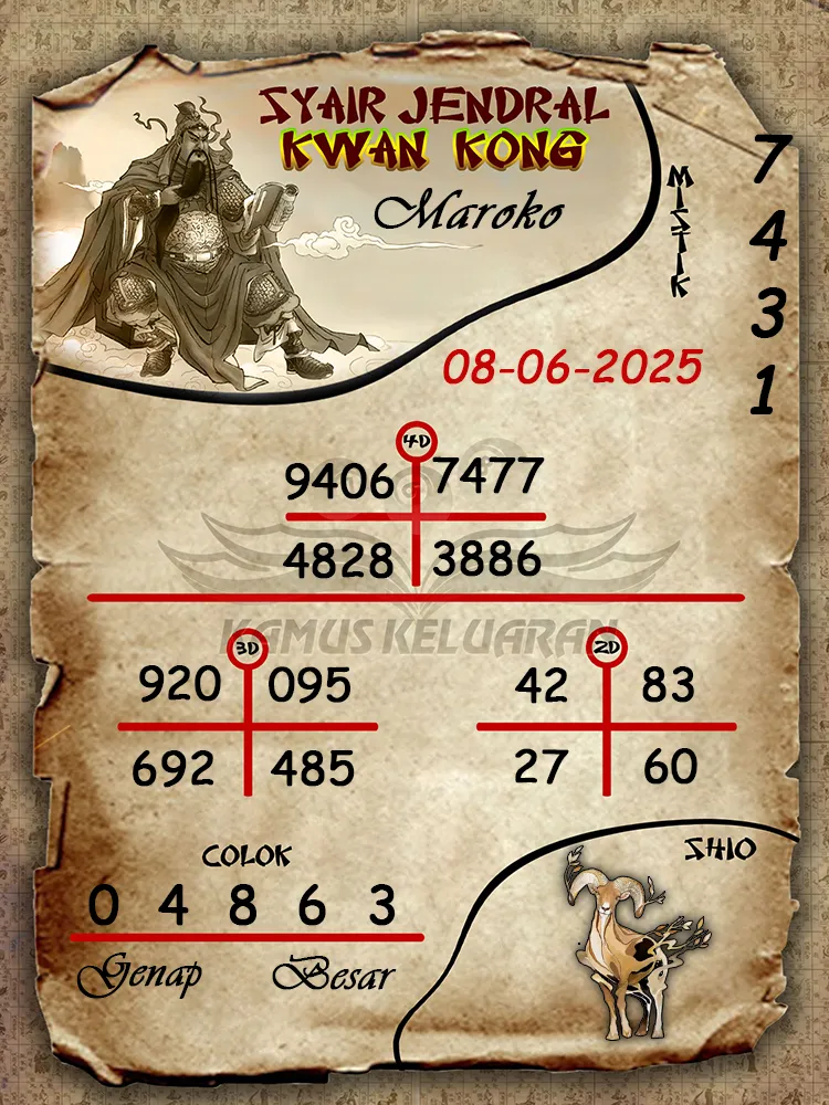 syair jendral kwan kong maroko 08 06 2025