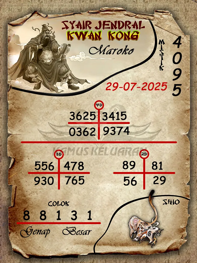 syair jendral kwan kong Maroko 29 07 2025