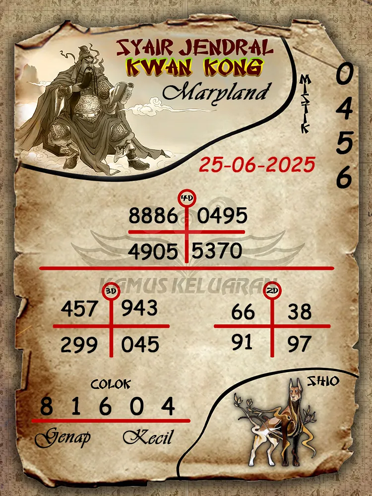 syair jendral kwan kong maryland 25 06 2025