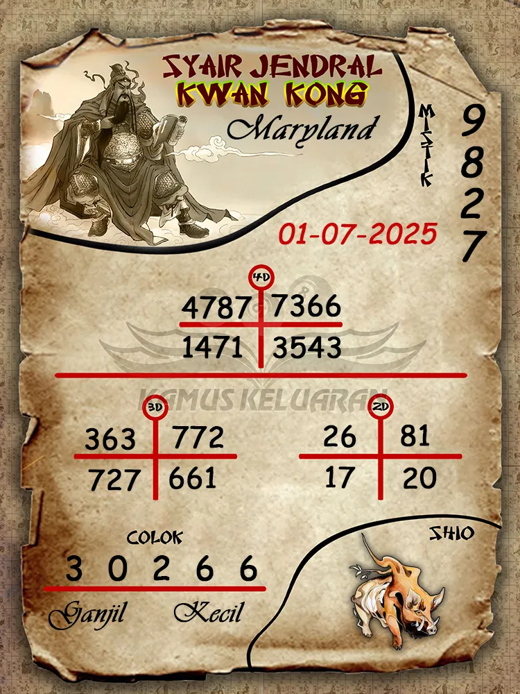 syair jendral kwan kong Maryland 01 07 2025
