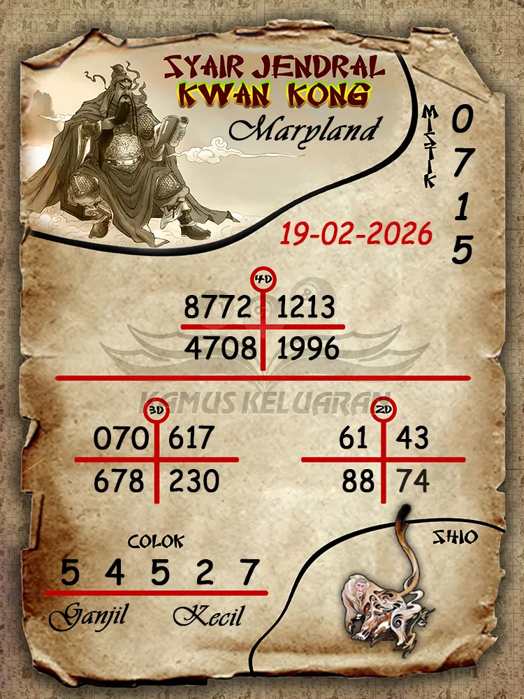 Syair Jendral Kwan Kong Maryland 19 02 2026