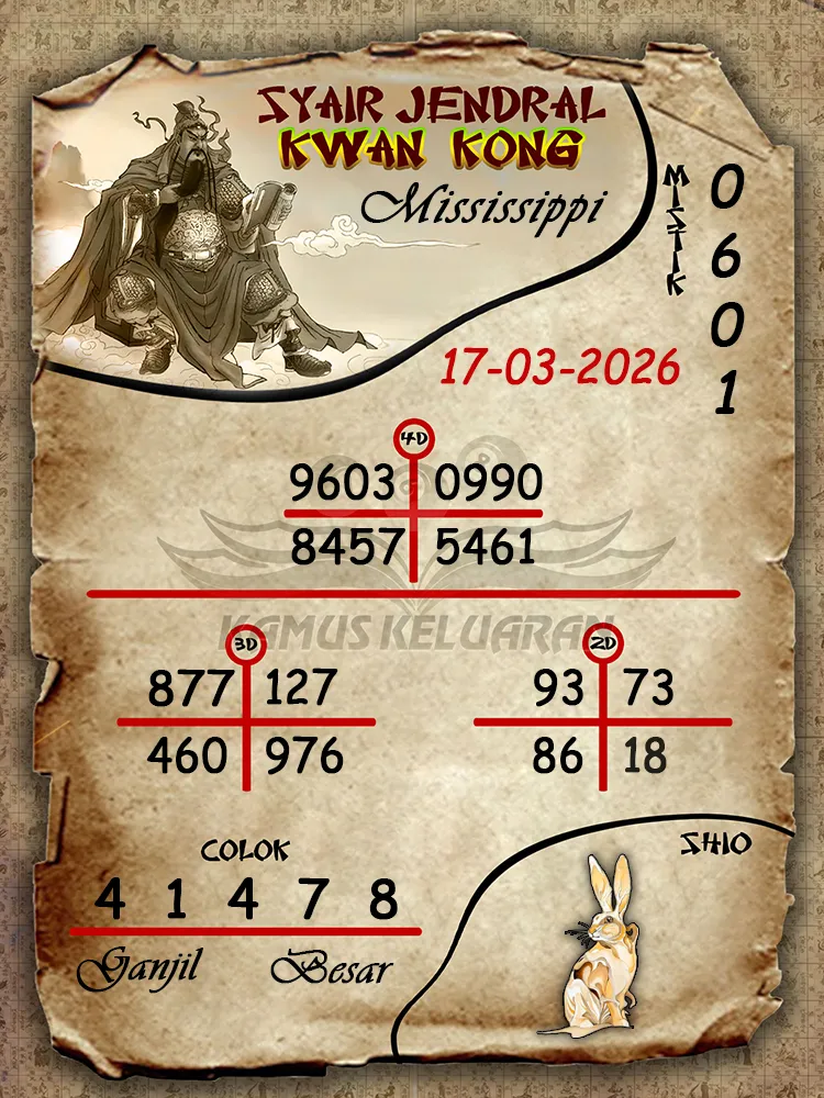 Syair Jendral Kwan Kong Mississippi 17 03 2026