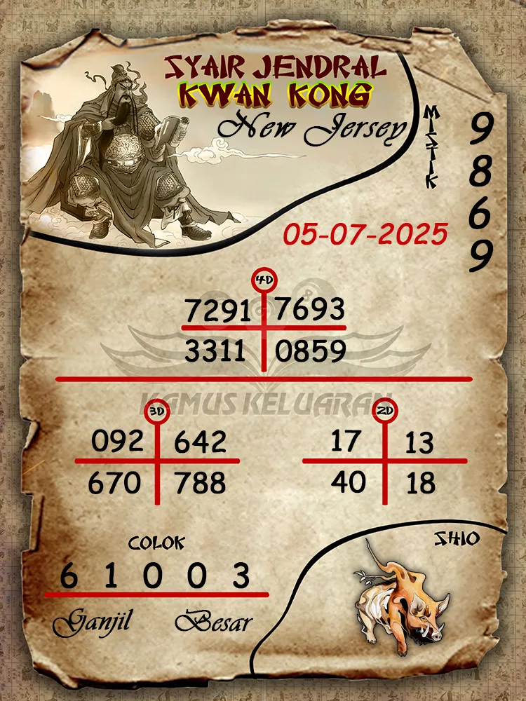 syair jendral kwan kong New Jersey 05 07 2025