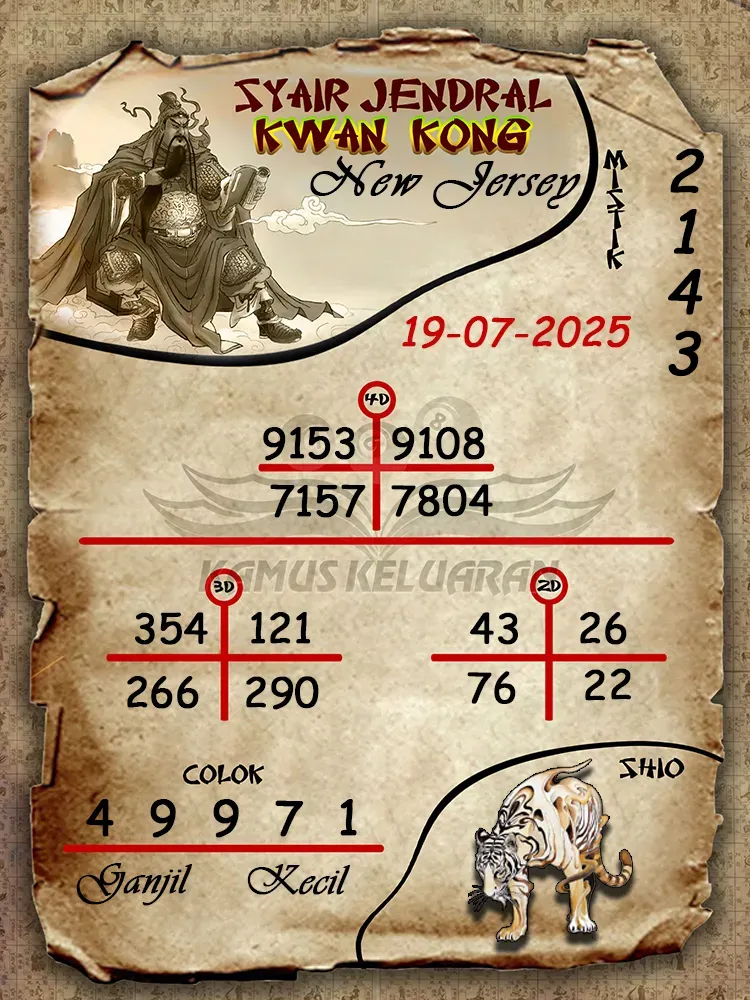 syair jendral kwan kong New Jersey 19 07 2025