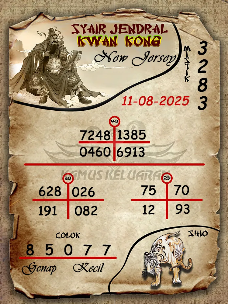 syair jendral kwan kong New Jersey 11 08 2025