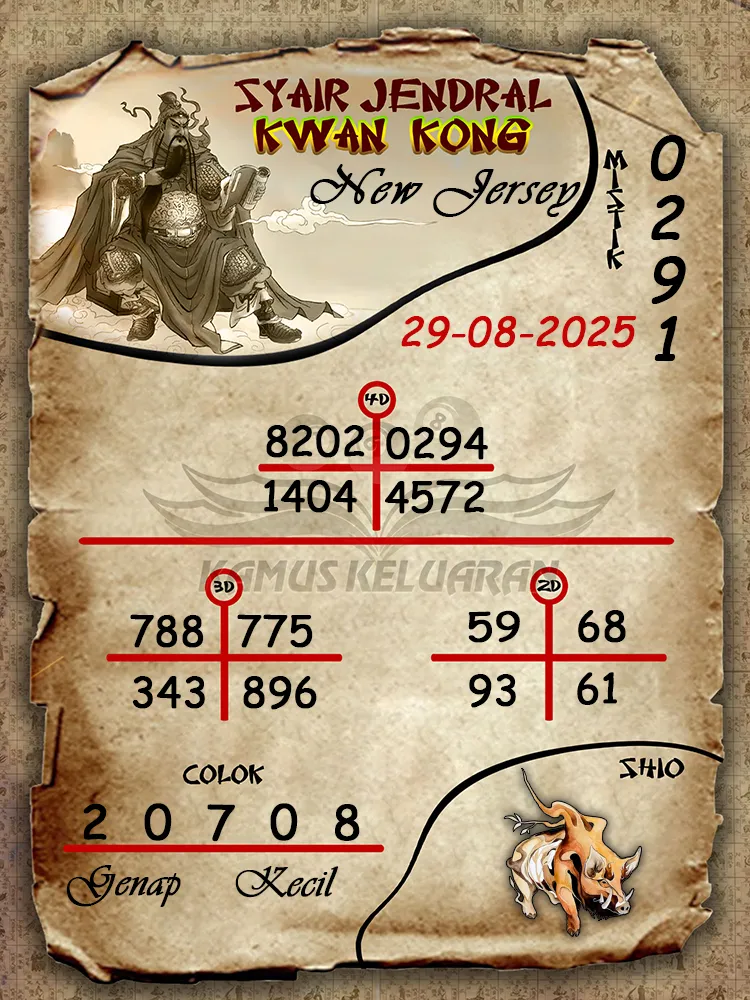 syair jendral kwan kong New Jersey 29 08 2025