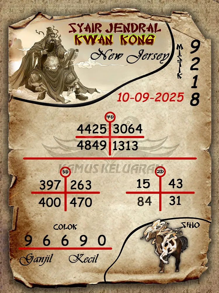 syair jendral kwan kong New Jersey 10 09 2025