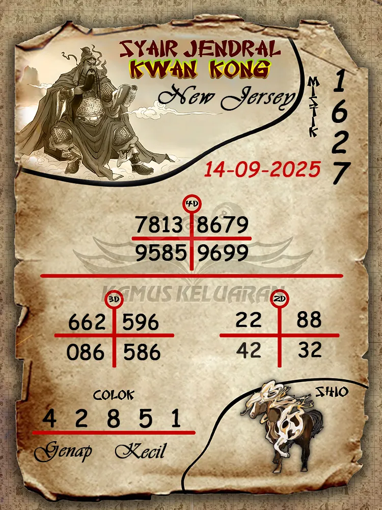 syair jendral kwan kong New Jersey 14 09 2025