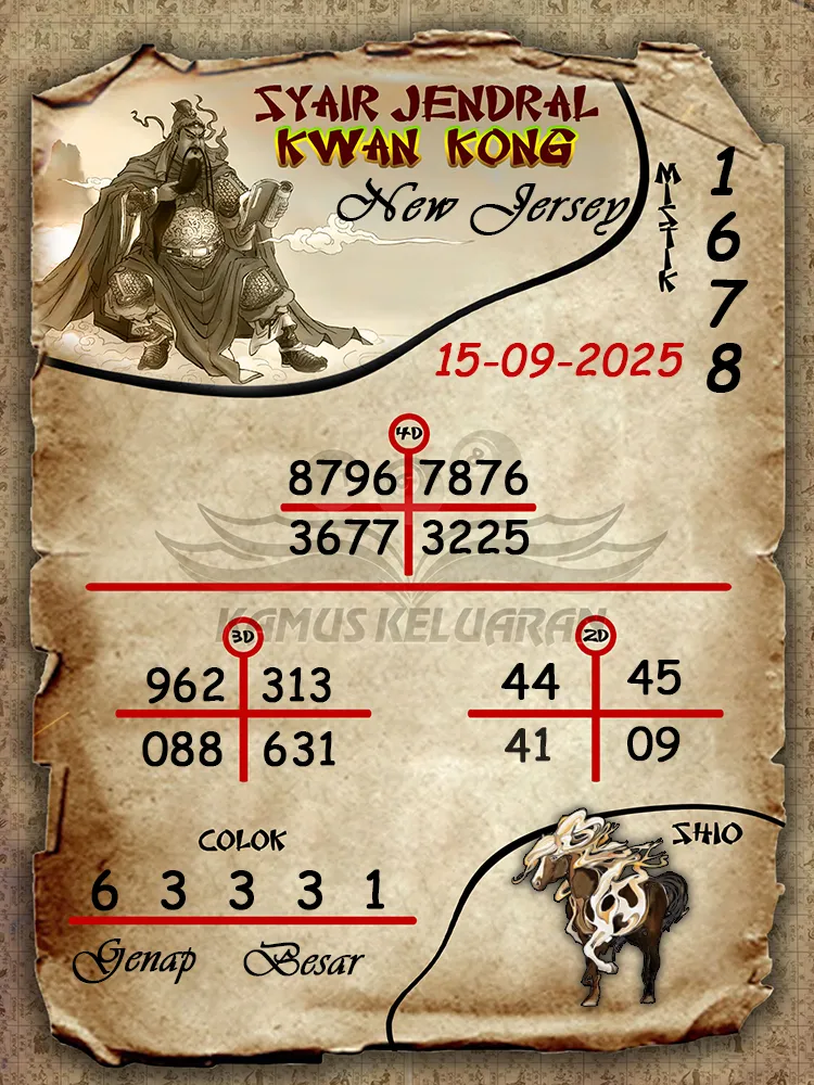 syair jendral kwan kong New Jersey 15 09 2025