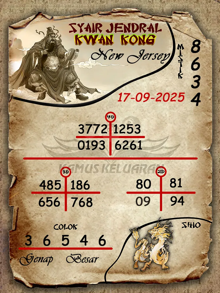 syair jendral kwan kong New Jersey 17 09 2025