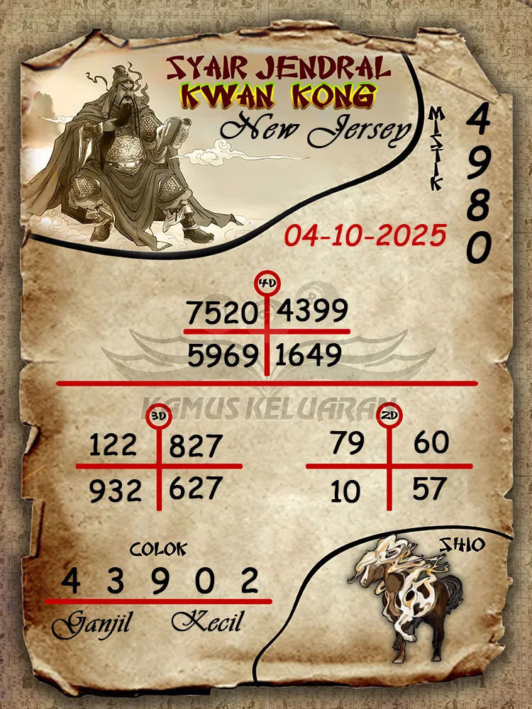 Syair jendral kwan kong New Jersey 04 10 2025