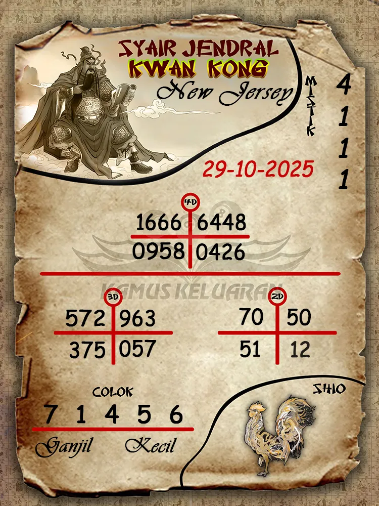 Syair Jendral Kwan Kong New Jersey 29 10 2025