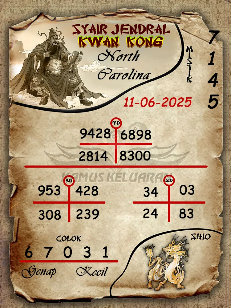 syair jendral kwan kong north carolina 11 06 2025