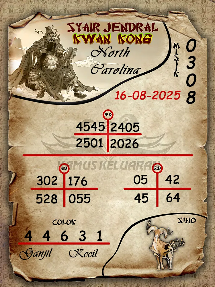 syair jendral kwan kong North Carolina 16 08 2025