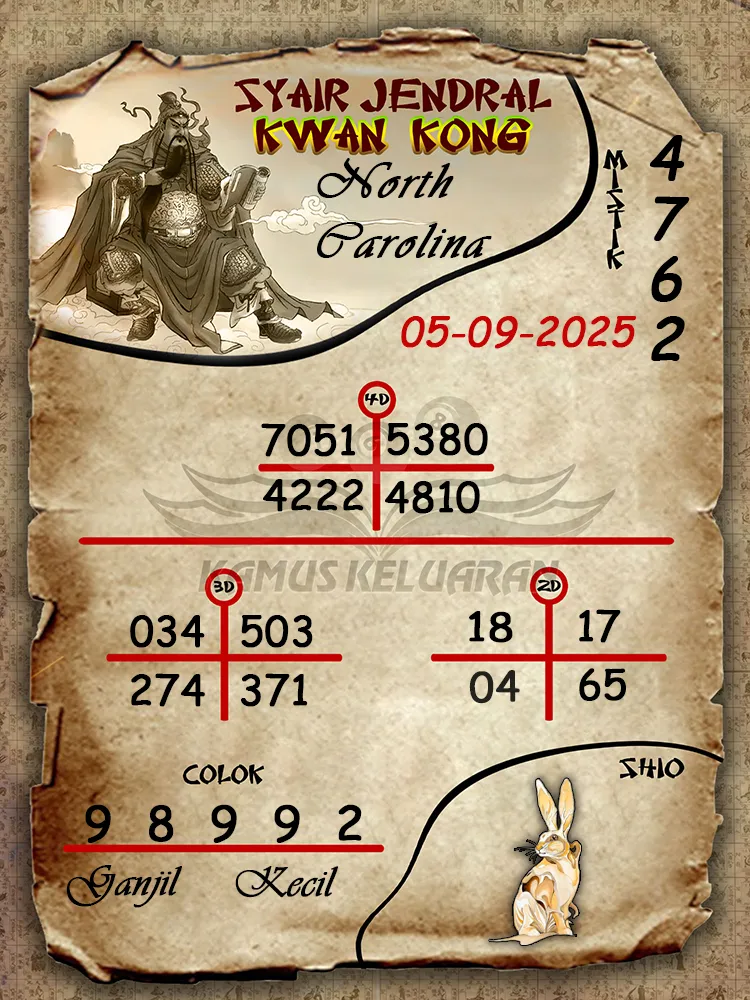 syair jendral kwan kong North Carolina 05 09 2025