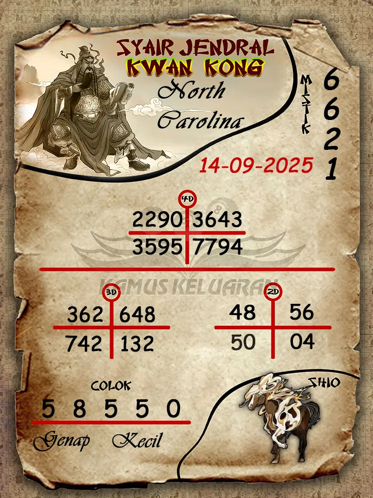 syair jendral kwan kong North Carolina 14 09 2025