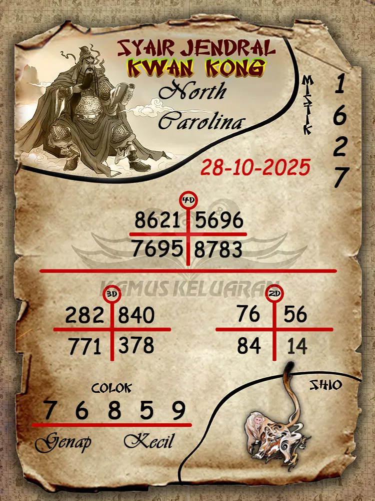 Syair Jendral Kwan Kong North Carolina 28 10 2025