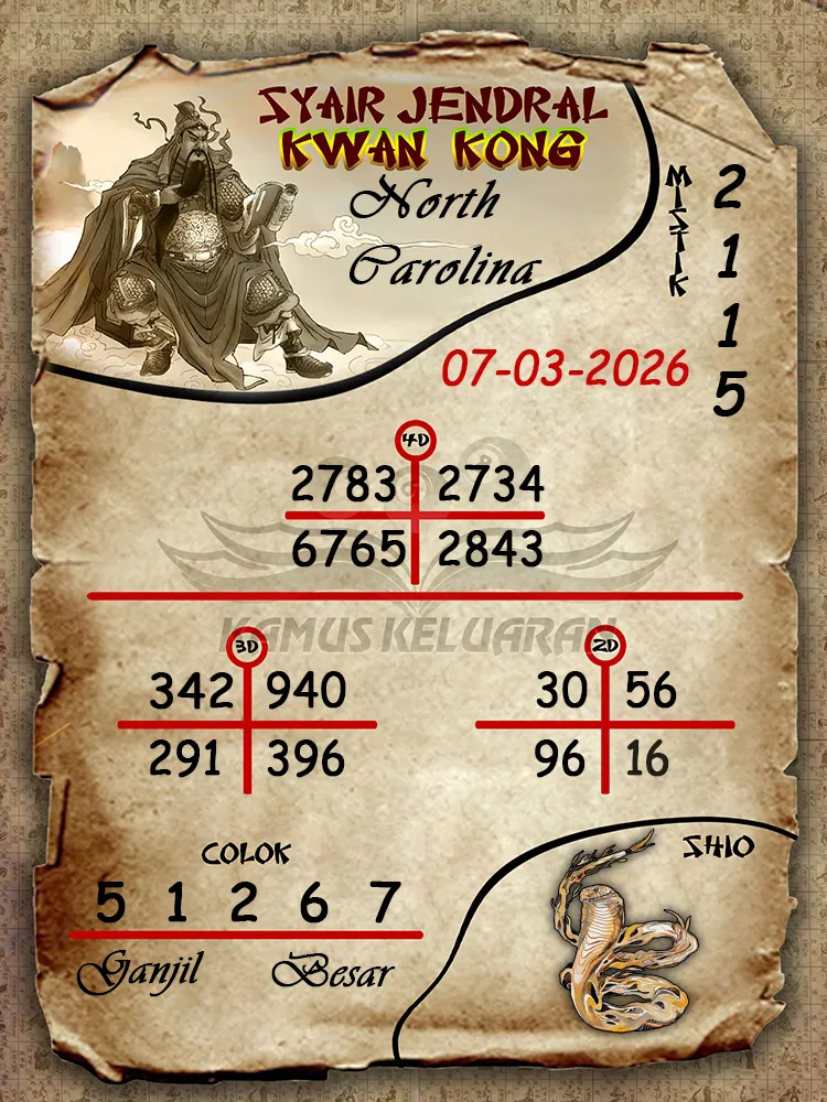 Syair Jendral Kwan Kong North Carolina 07 03 2026