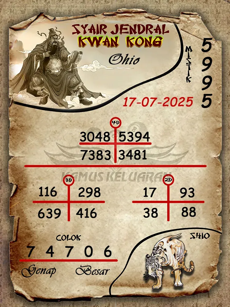 syair jendral kwan kong Ohio 17 07 2025