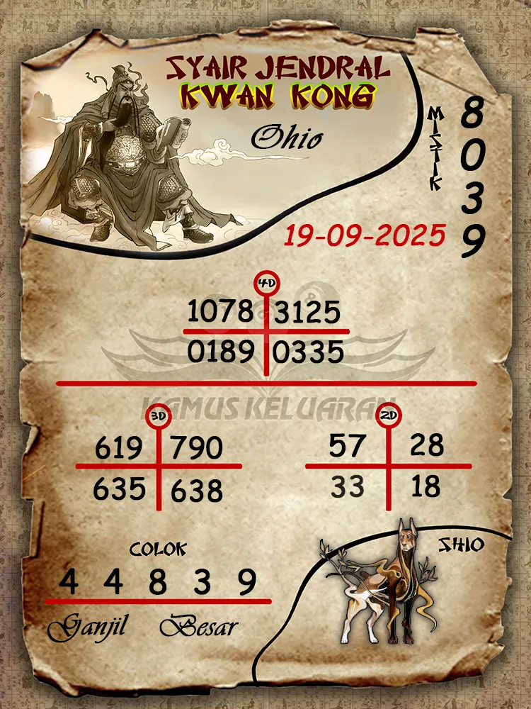 syair jendral kwan kong Ohio 19 09 2025