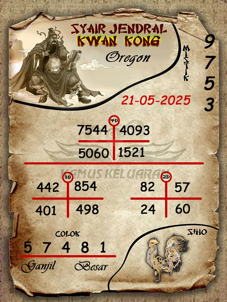 syair jendral kwan kong oregon 21 05 2025