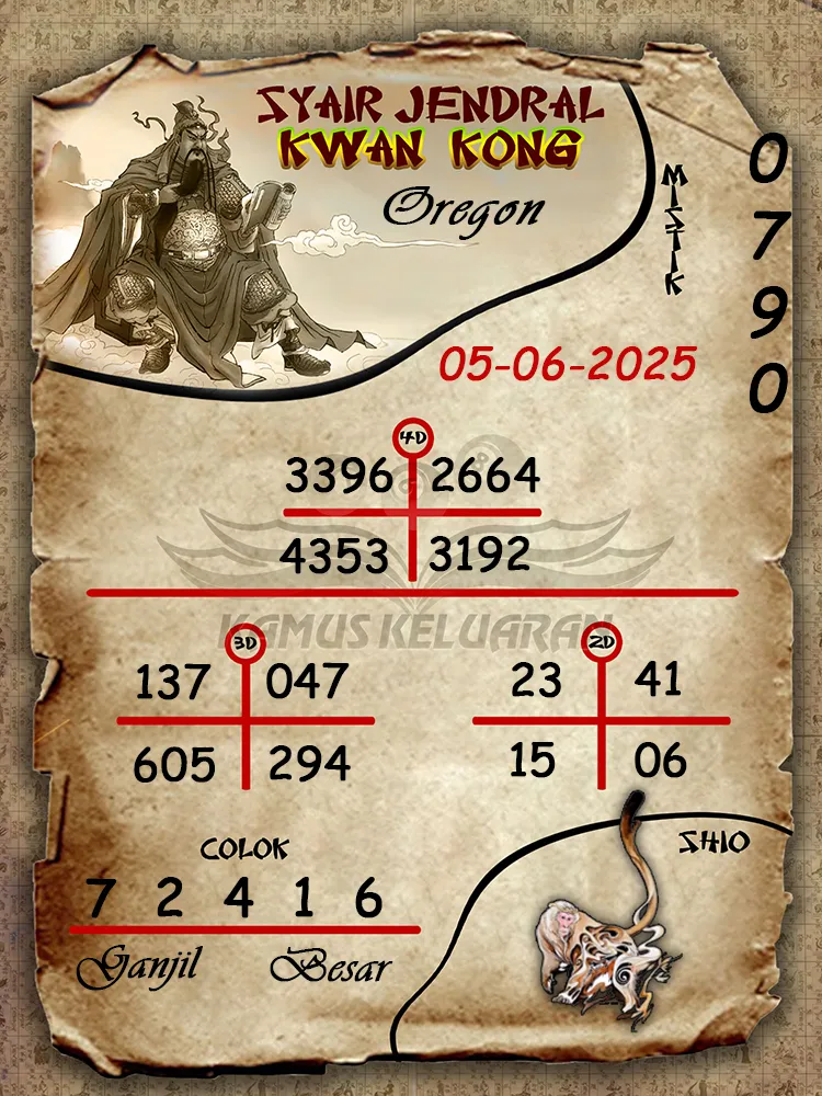 syair jendral kwan kong oregon 05 06 2025