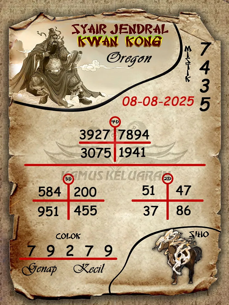 syair jendral kwan kong Oregon 08 08 2025