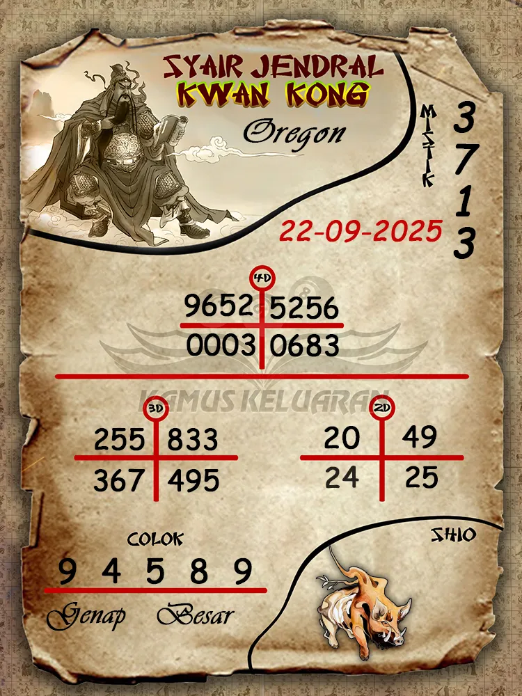 syair jendral kwan kong Oregon 22 09 2025