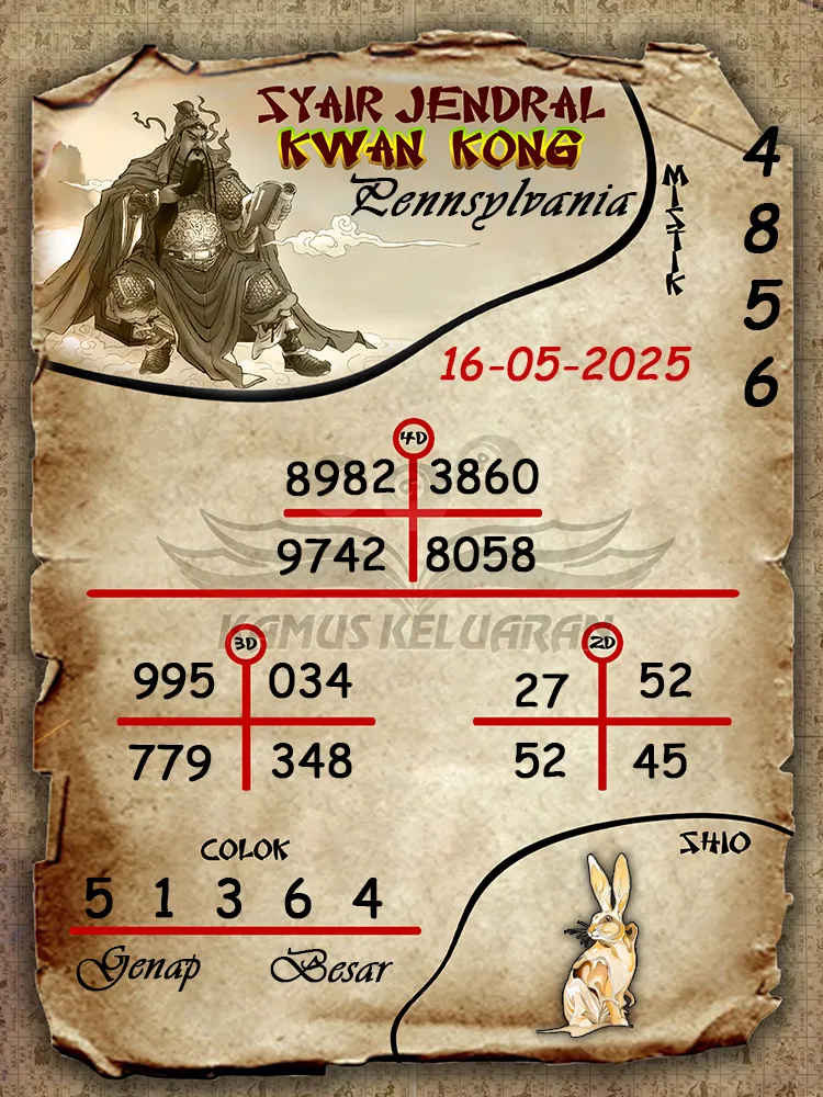 syair jendral kwan kong pennsylvania 16 05 2025