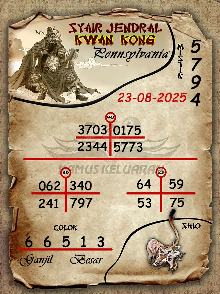 syair jendral kwan kong Pennsylvania 23 08 2025