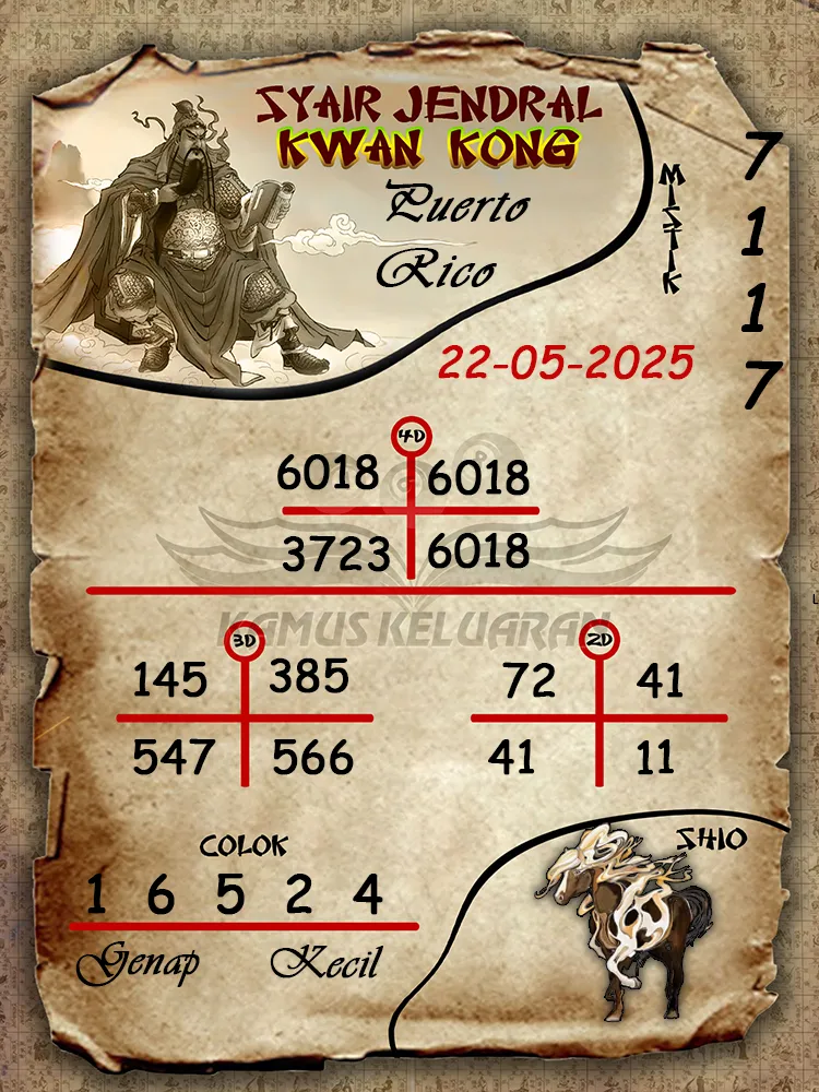 syair jendral kwan kong puerto rico 22 05 2025