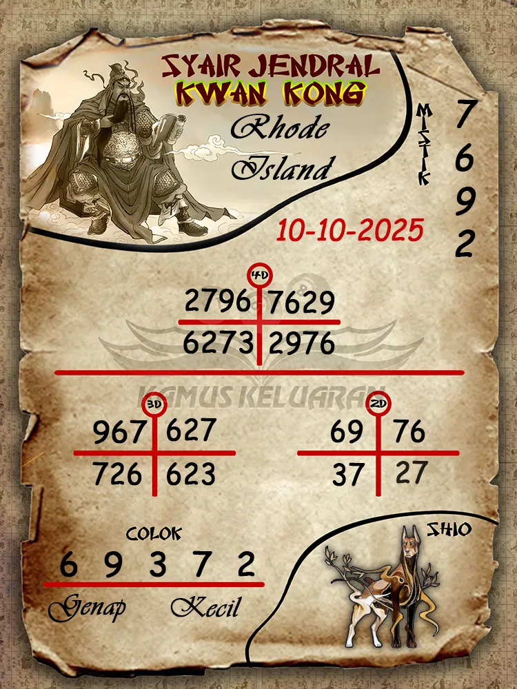 Syair Jendral Kwan Kong Rhode Island 10 10 2025