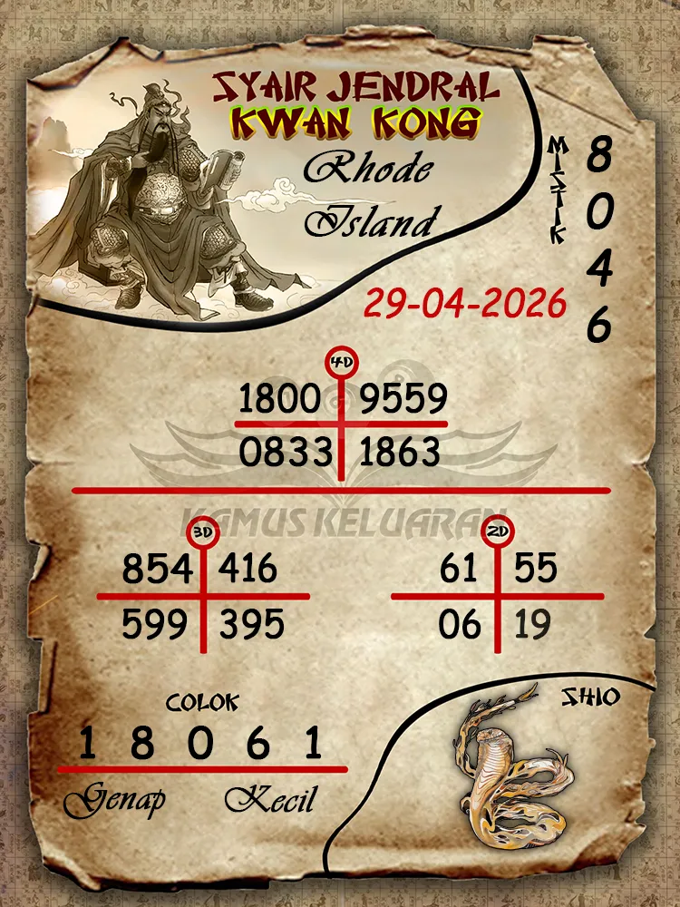 Syair Jendral Kwan Kong Rhode Island 29 04 2026