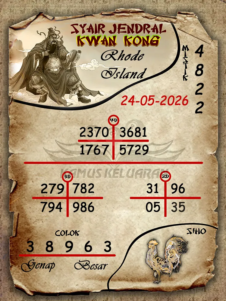 Syair Jendral Kwan Kong Rhode Island 24 05 2026
