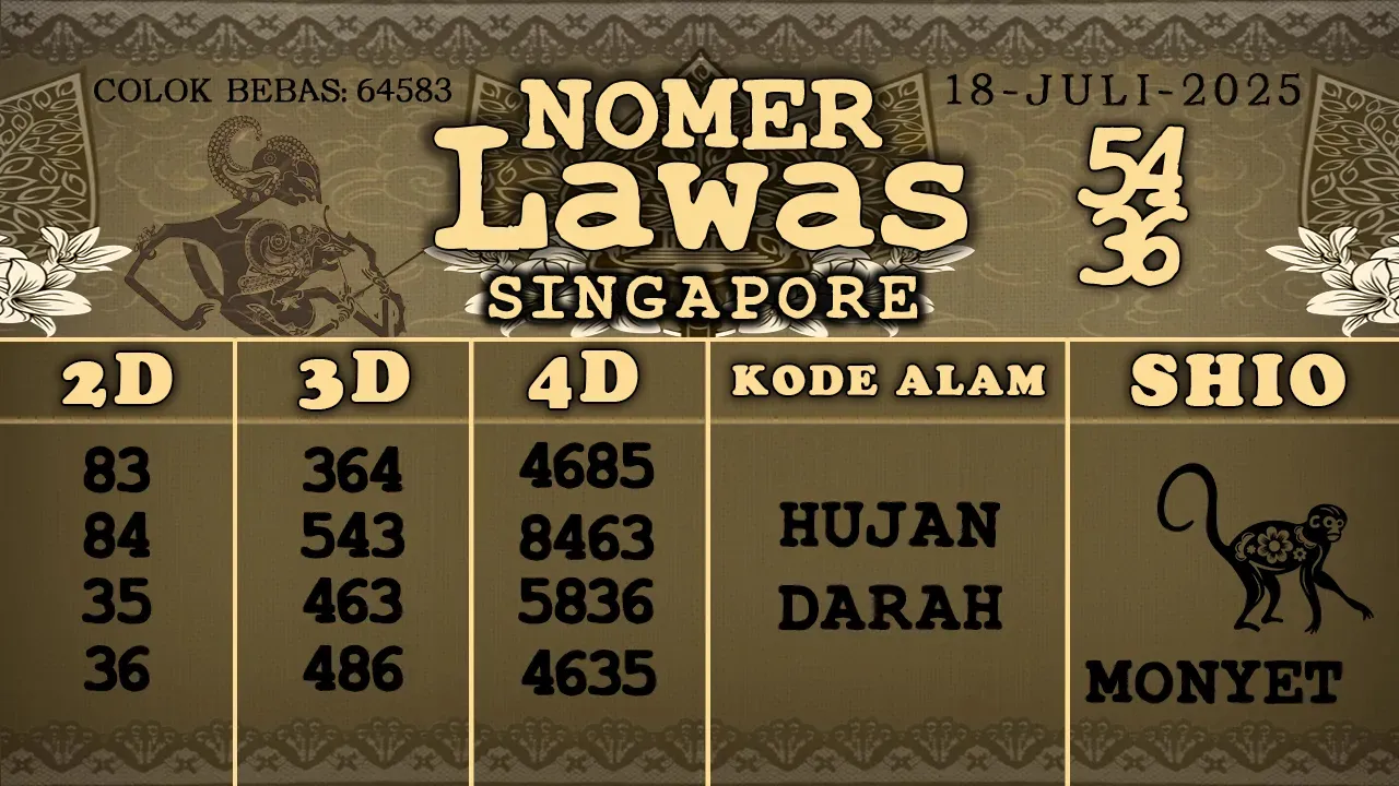 syair Nomer Lawas singapore 18 07 2025