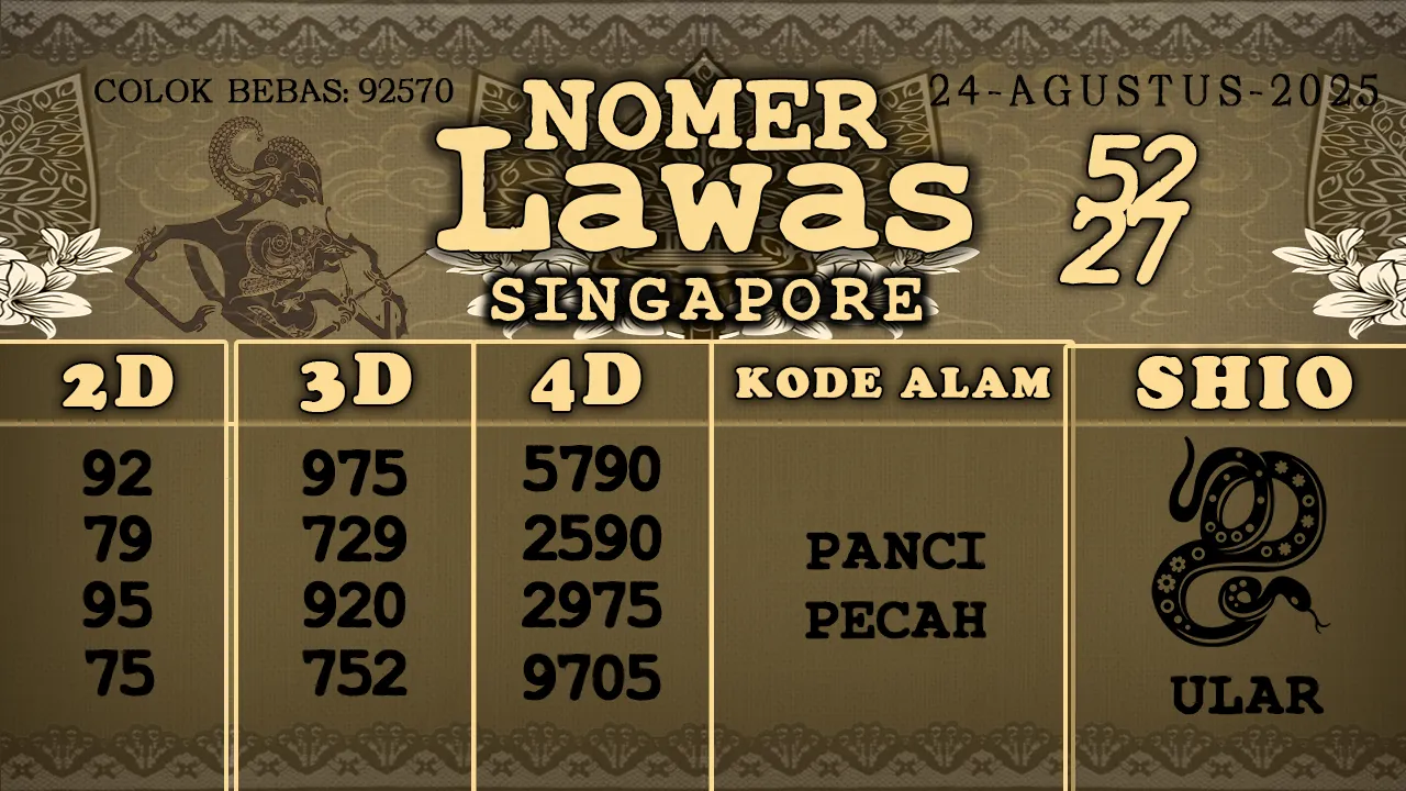 syair Nomer Lawas Singapore 24 08 2025