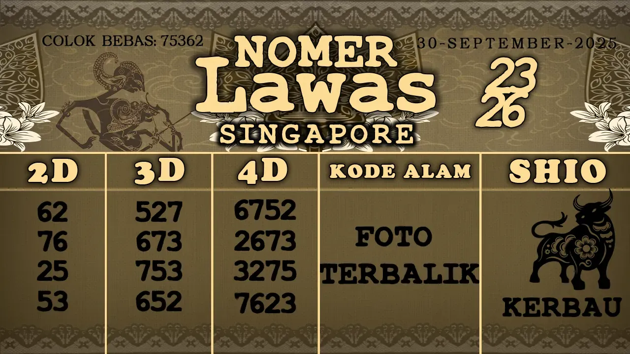 syair Nomer Lawas Singapore 30 09 2025